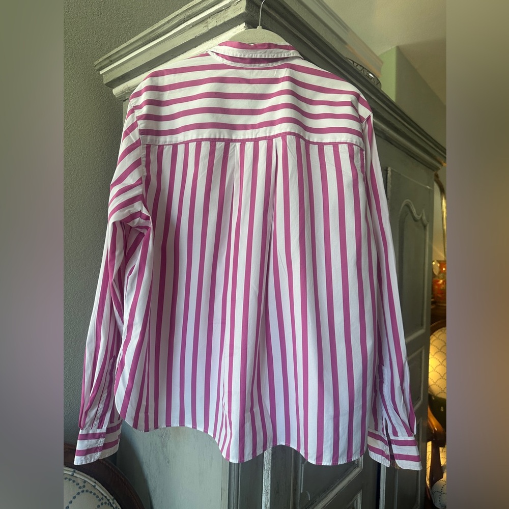 Frank & Eileen Pink and White Striped Button-Up Shirt - Picture 5 of 7